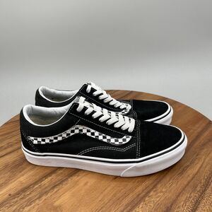 Vans Old Skool Sidestripe Shoes Womens Size 9 Black Leather Casual Skate Sneaker